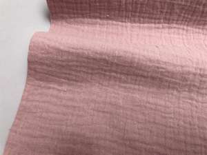 Fastvævet - florlet dobbelt gauze i pudder rosa, gots (hel rulle)